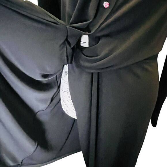 Lauren Ralph Lauren Black Notched Collar Midi Size 10 Shirt Dress MSRP $145 NWT - Picture 12 of 15